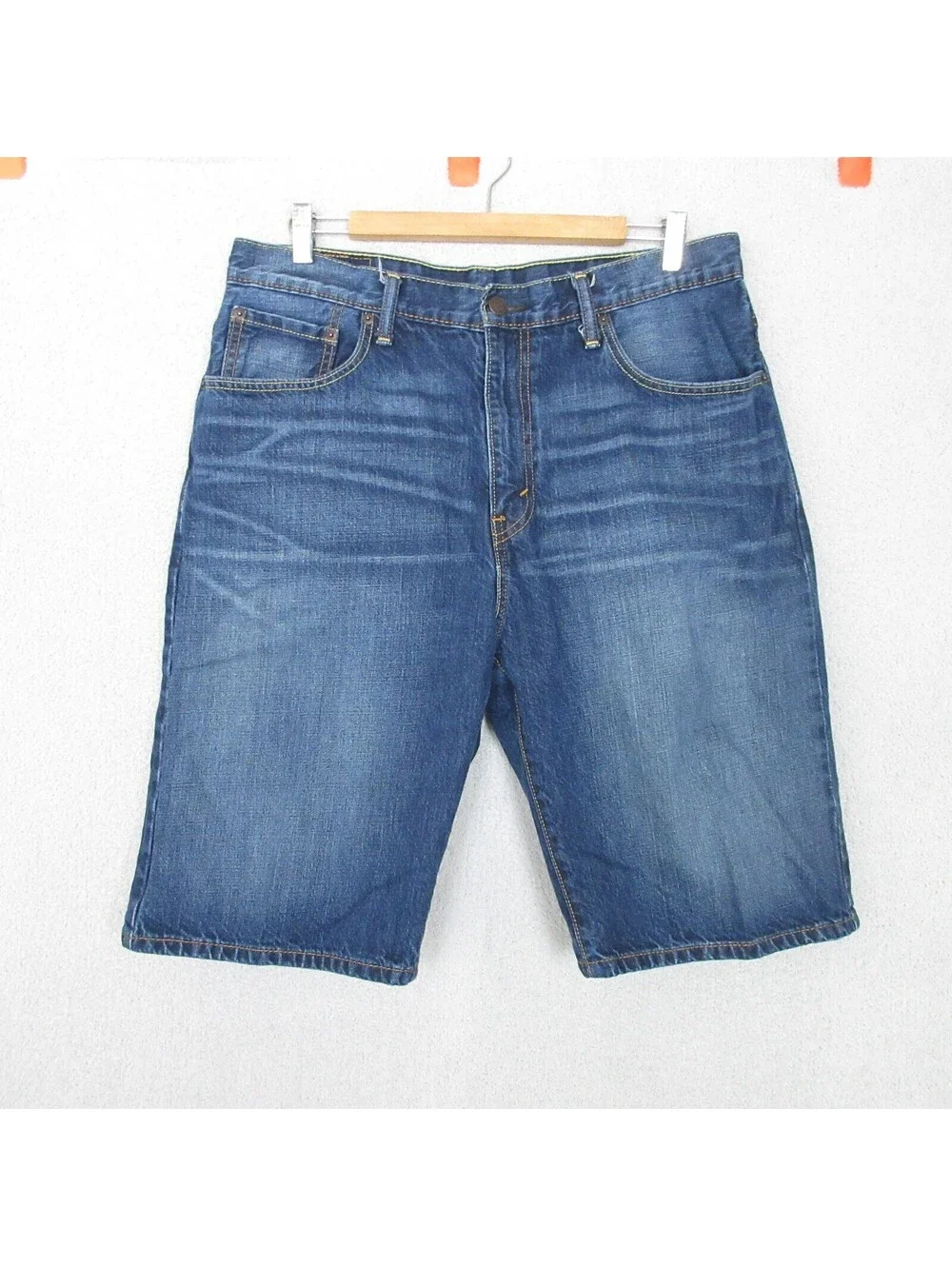 Levi's 569 Denim Shorts Mens Medium Wash Relaxed Fit 34x12
